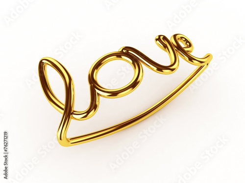 3d Love Gold Ring - isolated