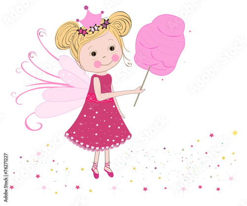 Cute fairytale with cotton candy vector