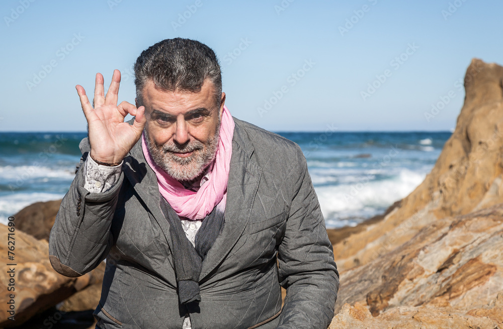 Attractive bearded man on the beach Attractive bearded man on the beach
