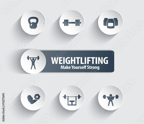 Weightlifting round trendy icons vector illustration, eps10