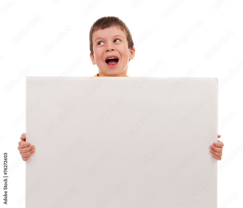 boy with blank paper sheet boy with blank paper sheet