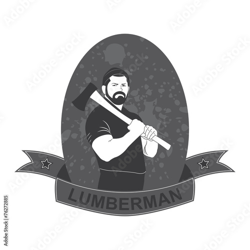 stylish logo lumberjack with an ax