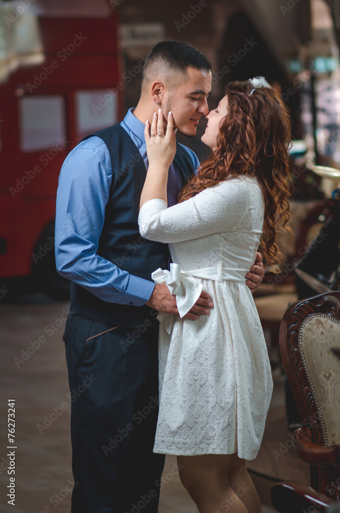 Naklejka premium Lovers young guy and girl