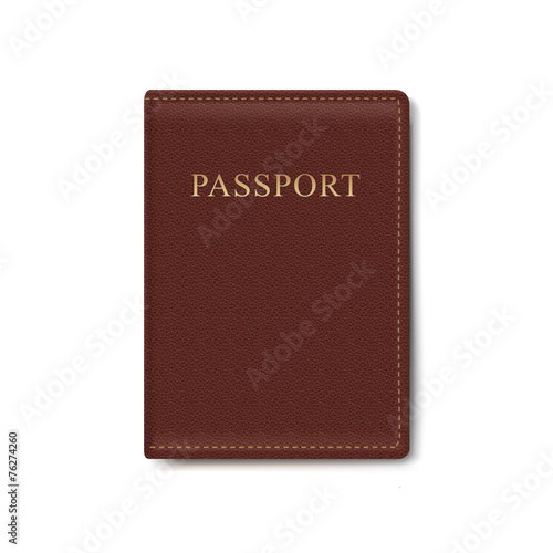 Vector Leather Cover for Passport Isolated