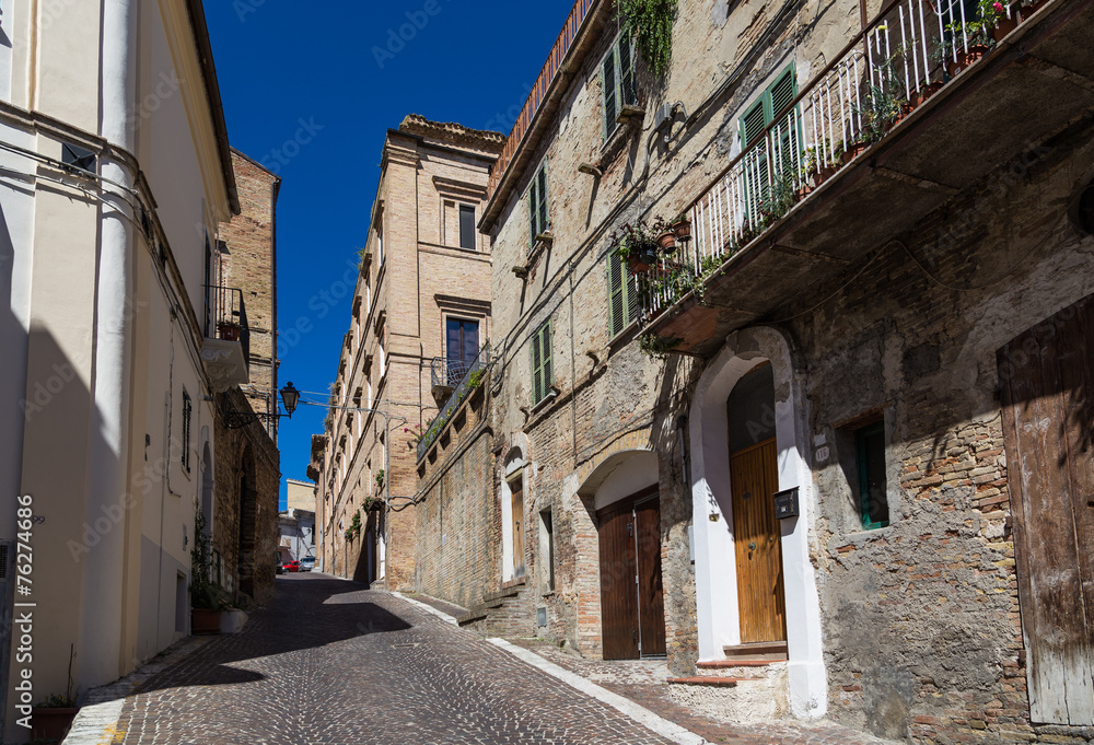 street in medieval town of Abruzzo, Italy