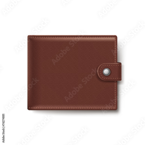 Brown Leather Wallet Isolated on White Background