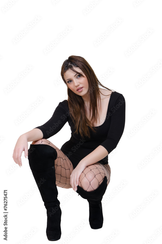 Babe face female posing in the studio dressed in sexy bodysuit Babe face female posing in the studio dressed in sexy bodysuit