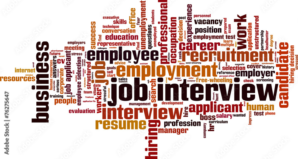 Job interview word cloud concept. Vector illustration Job interview word cloud concept. Vector illustration