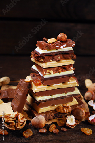 stack of various chocolate bars