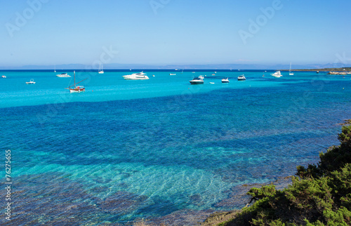 Beautiful view of the turquoise clear sea on Sardinia