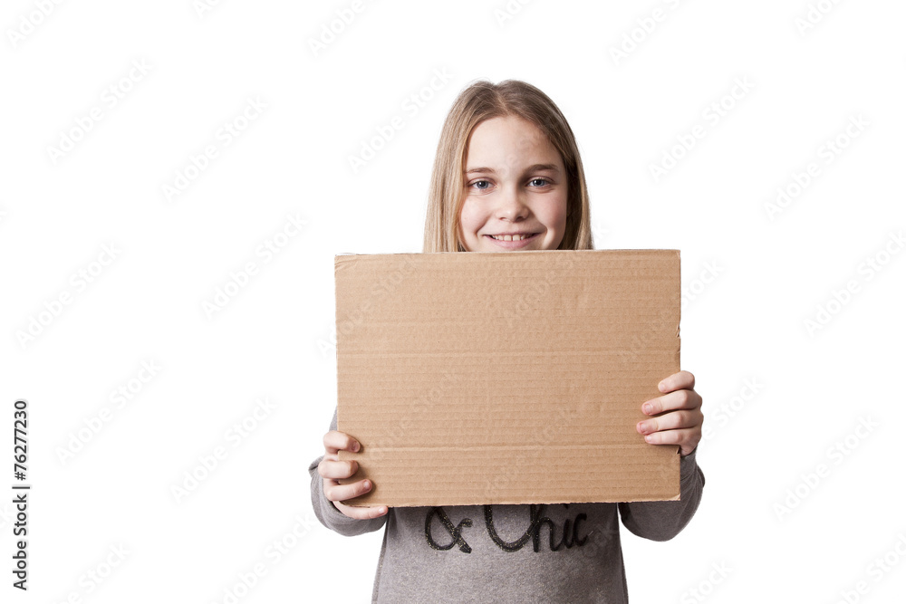 children with cardboard signs children with cardboard signs
