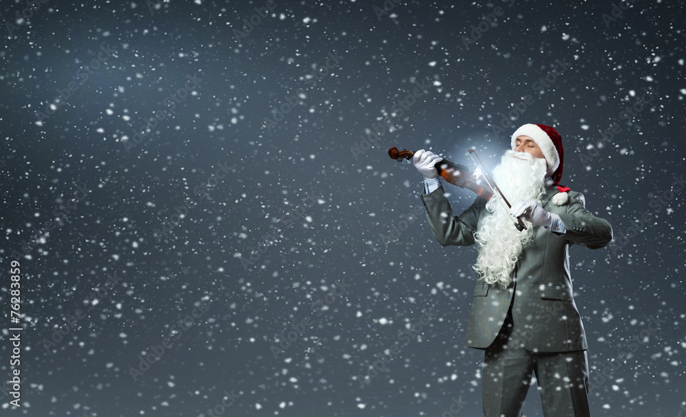 Fototapeta premium Santa play violin