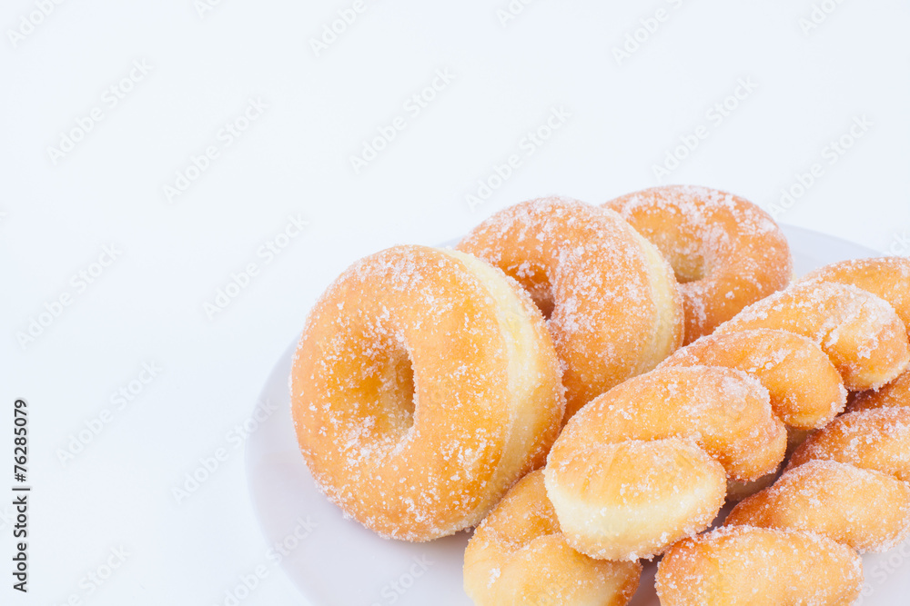 Delicious Sugar Ring Donut with a White paper Background