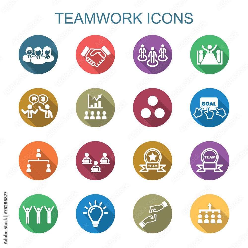 teamwork long shadow icons teamwork long shadow icons