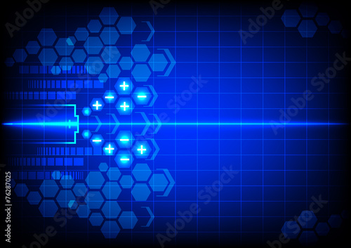 abstract battery energy on blue color background