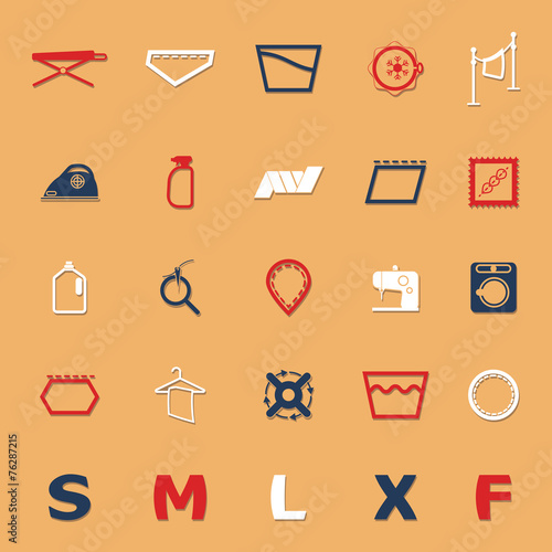 Cloth care sign and symbol icons with shadow