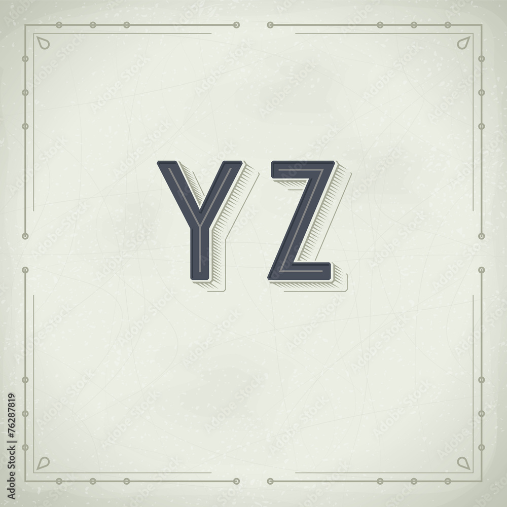 Vector Retro Font from Y to Z. Vintage Typography Stock Vector Adobe