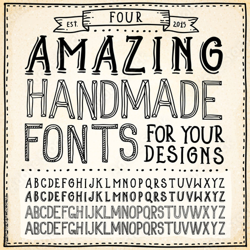 Handwriting Alphabets. Vector Hand Drawn Fonts