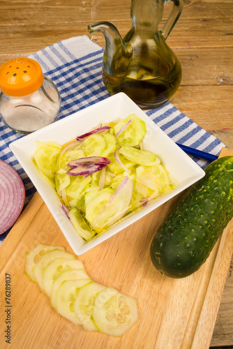 Preparing a cucumber salad