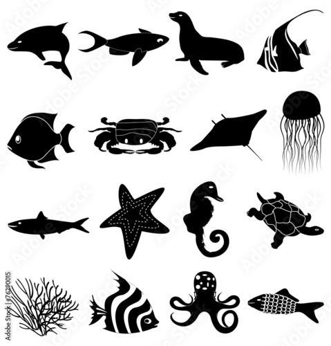 Sea life icons set