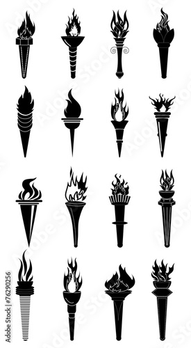 fire torch icons set
