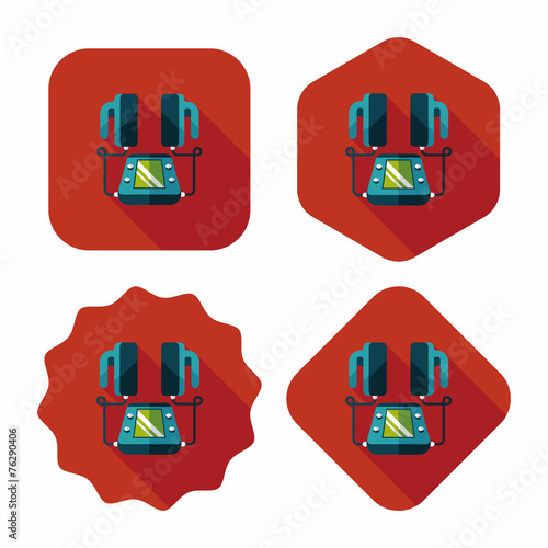 Heart Defibrillator flat icon with long shadow