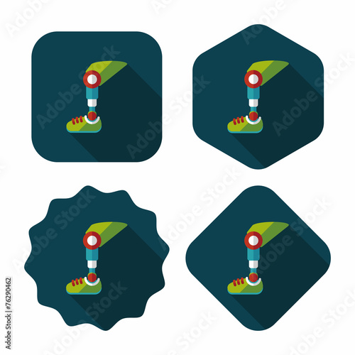 prosthetic leg flat icon with long shadow