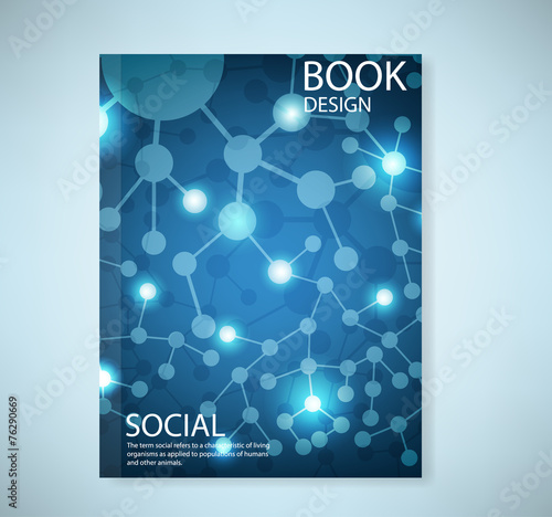 Cover report social network background with media, vector illust