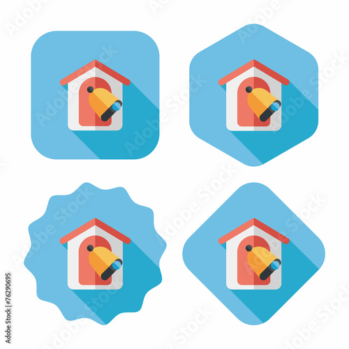 school bell flat icon with long shadow,eps10