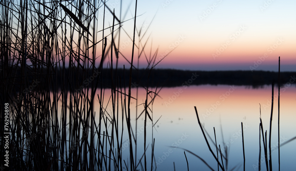 beautiful sunset on the lake