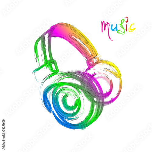 Grunge color light Headphones, easy all editable