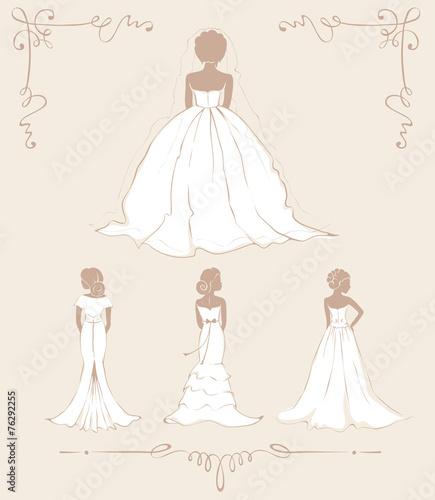 Collection illustration -- bride in dresses