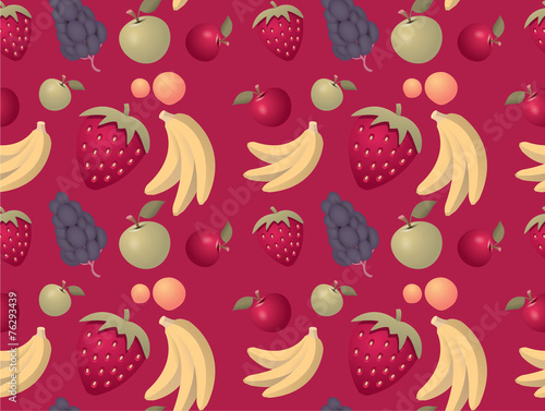 Fruits pattern background - seamless with mixed fruits