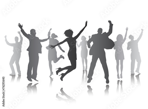 Group of People Celebrating Team Success Vector Concept