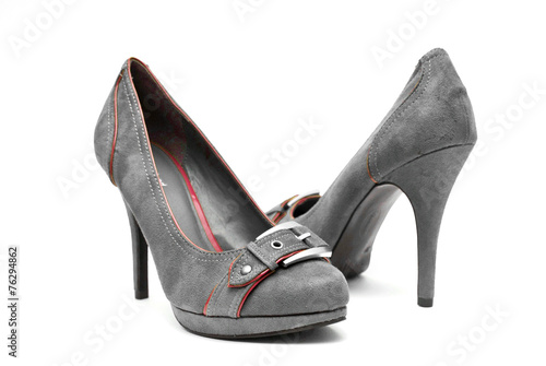 Grey High Heels on a White Background