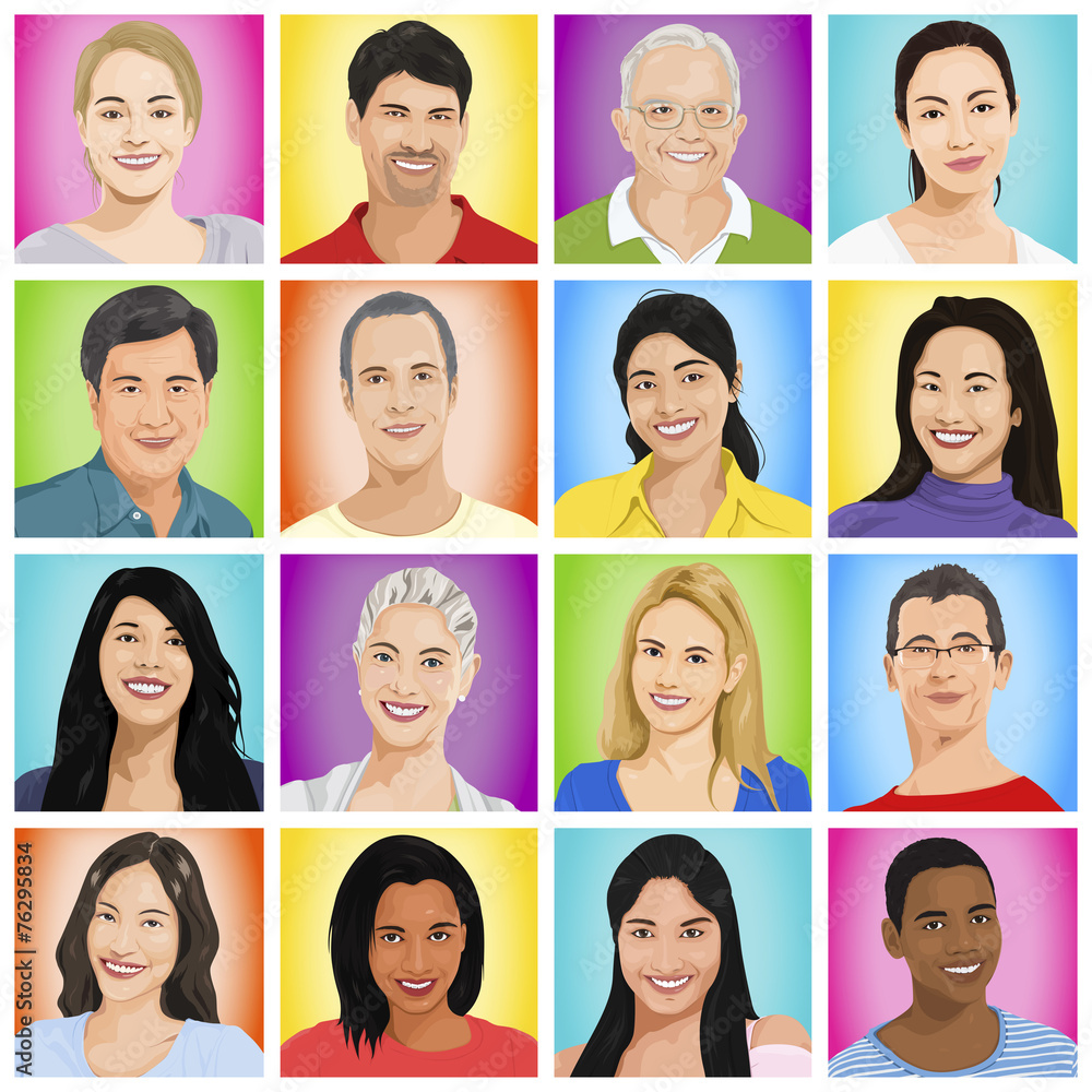 Illustration Multiethnic People Isolated Happiness Concept Illustration Multiethnic People Isolated Happiness Concept