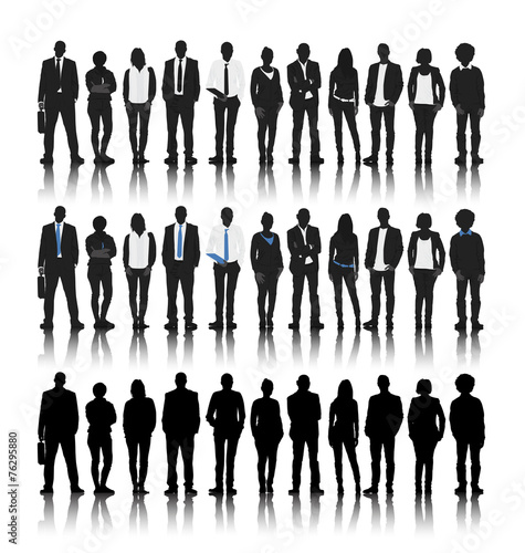Silhouettes of Business People in a Row Vector Concept