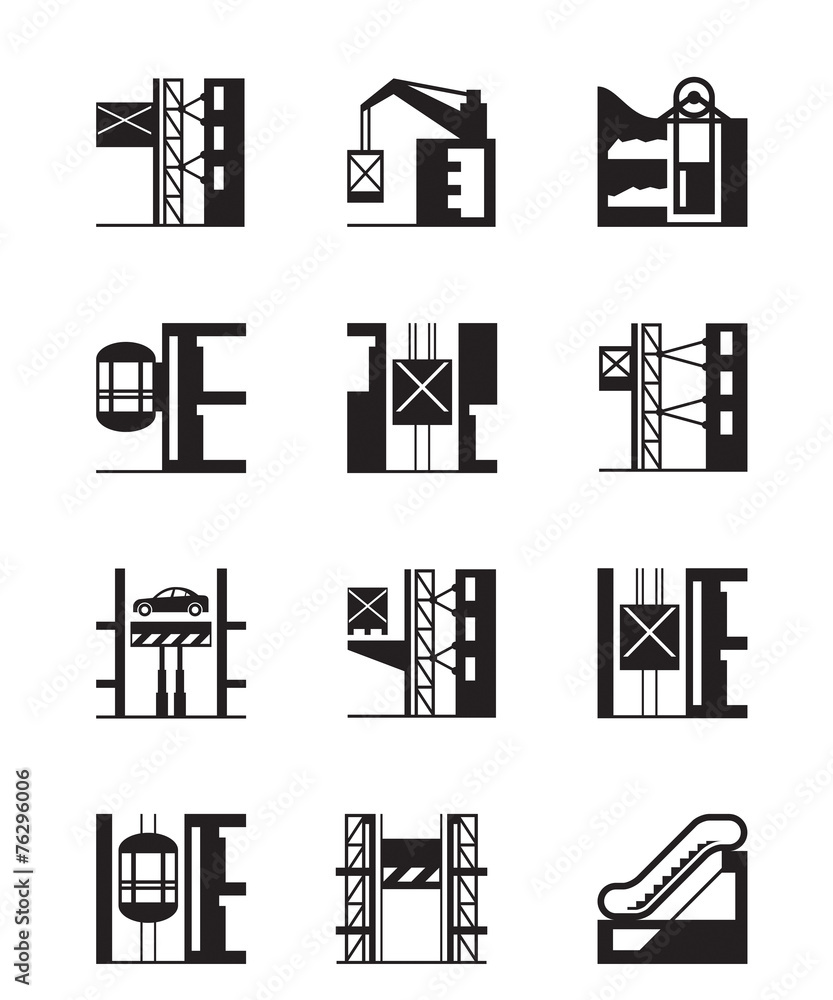 Lifts and elevators icon set - vector illustration Lifts and elevators icon set - vector illustration