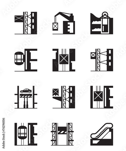 Lifts and elevators icon set - vector illustration