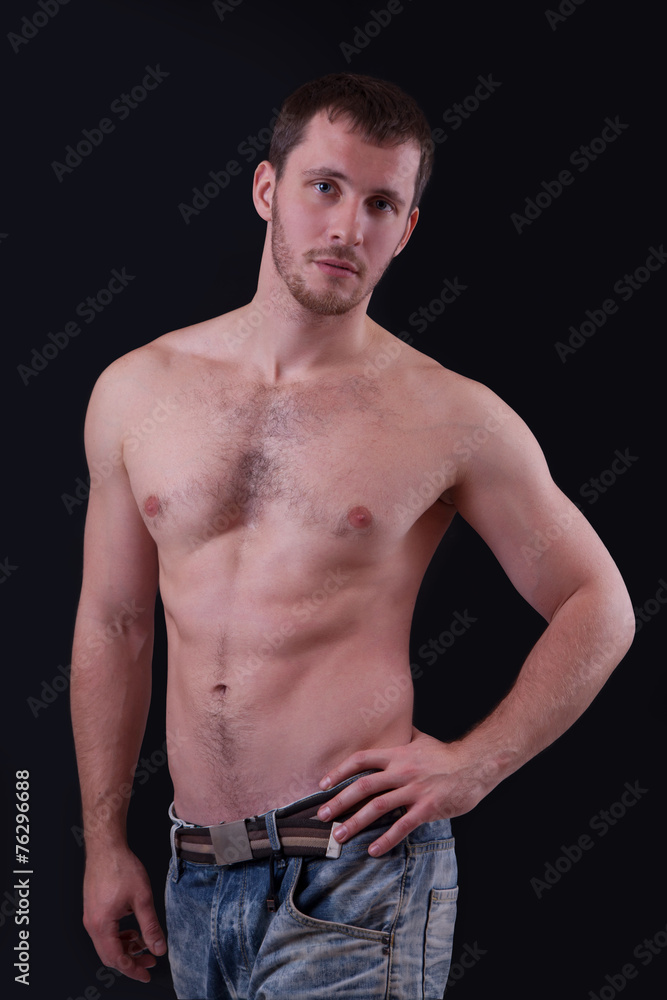 Fototapeta premium Portrait of shirtless handsome man