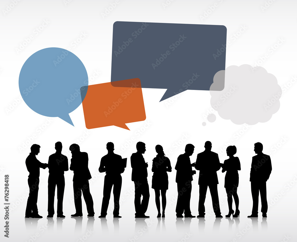 Silhouettes Business People Speech Bubbles Concept Silhouettes Business People Speech Bubbles Concept