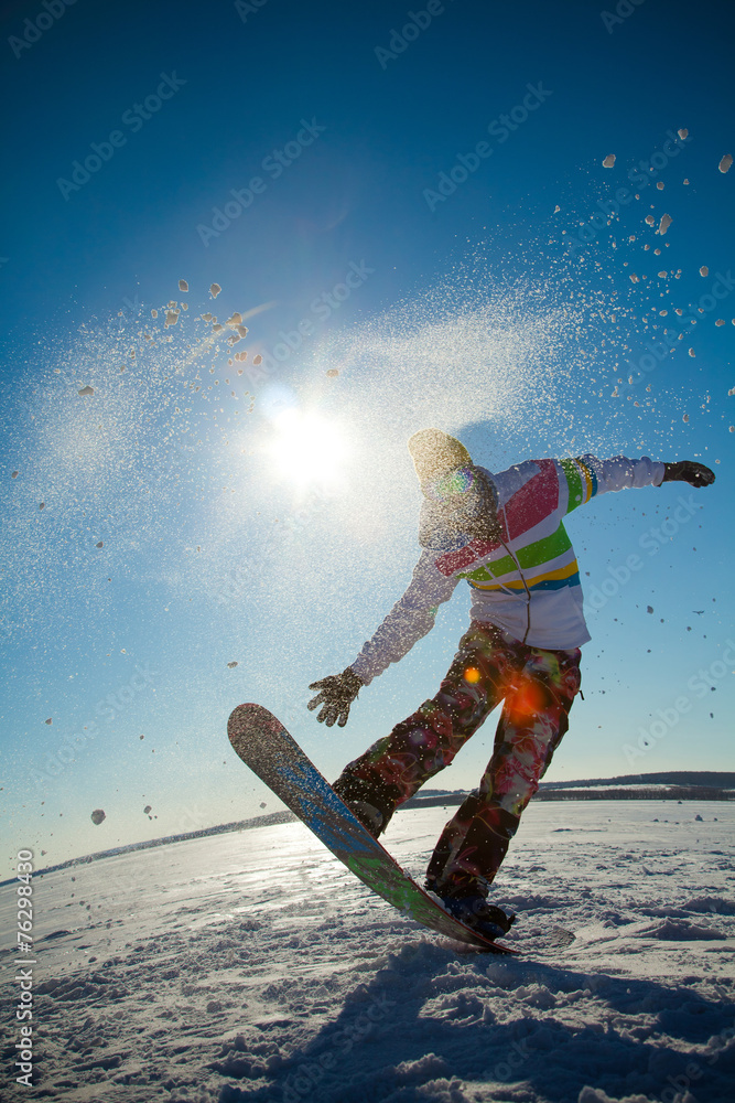 Extreme winter on snowboard - obrazy, fototapety, plakaty 