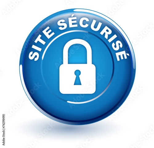 site sécurisé sur bouton bleu