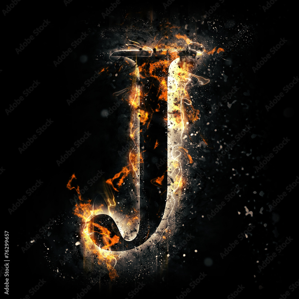 Fire alphabet. Letter J. Stock Illustration | Adobe Stock
