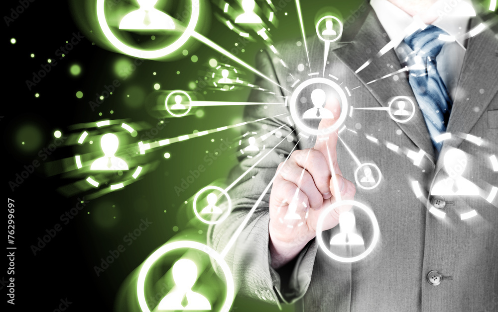 man hand pressing social media icon man hand pressing social media icon