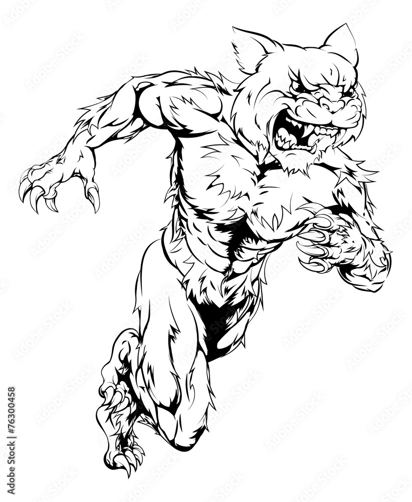 Obraz premium Wildcat sports mascot running