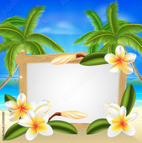 Beach frangipani beach summer sign