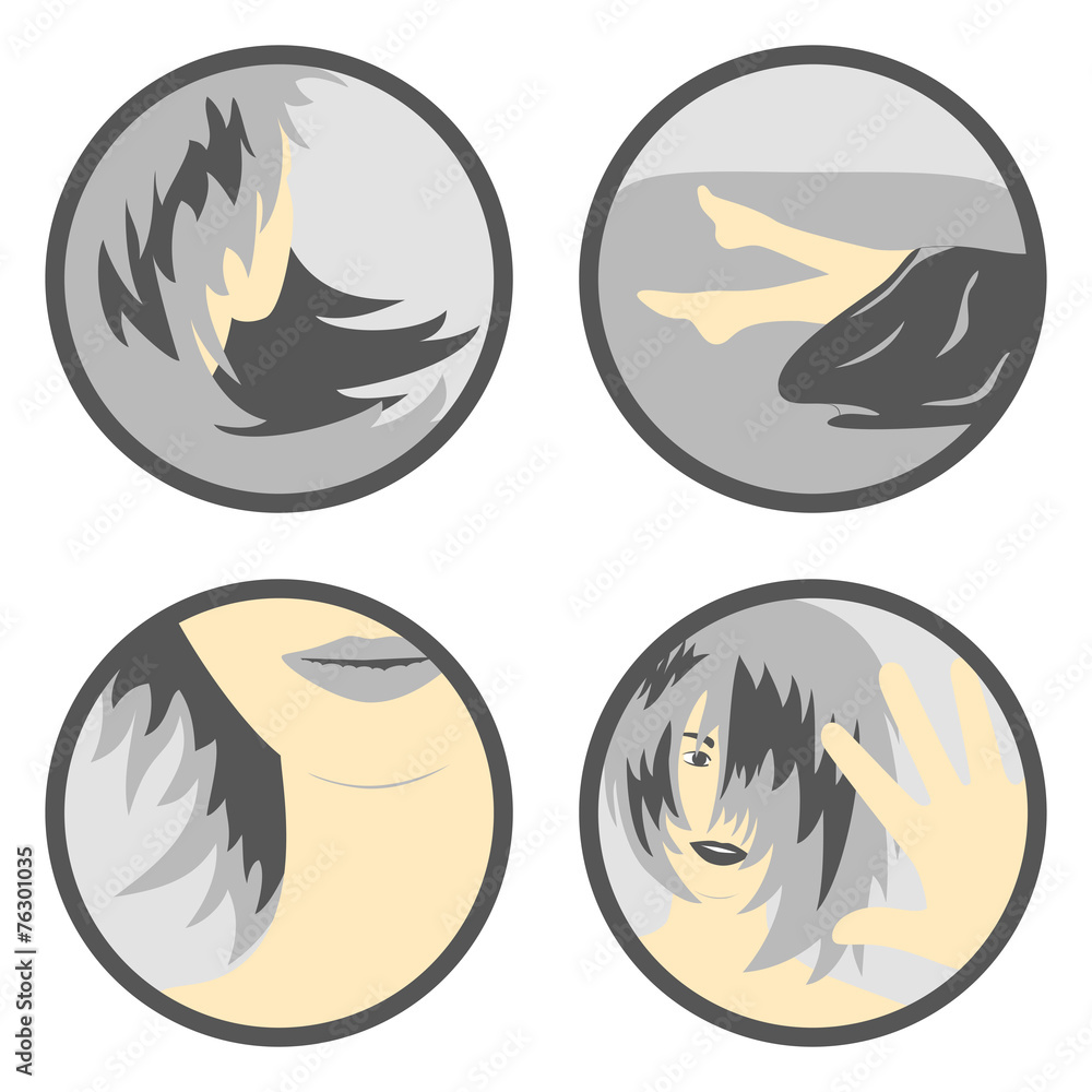 Girls icons set Girls icons set