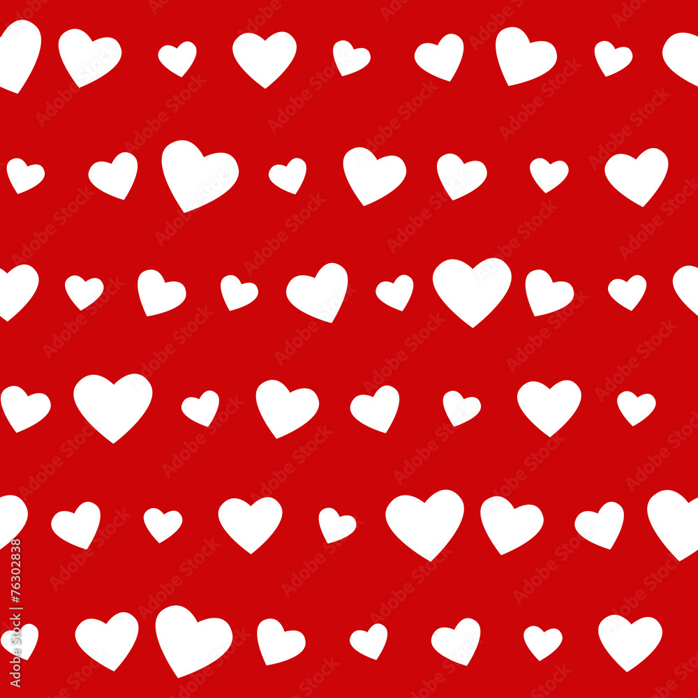 Seamless pattern with white hearts