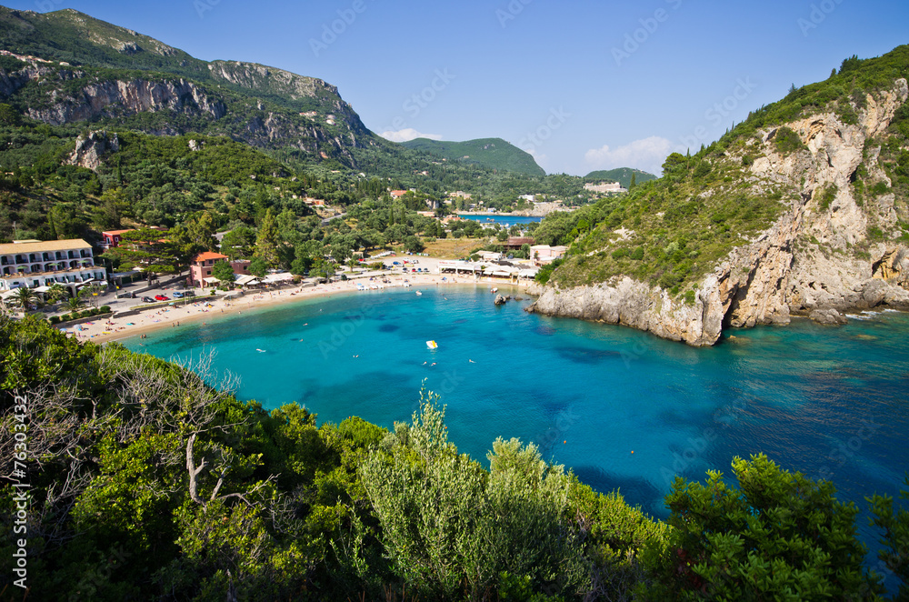 Paleokastritsa bay on Corfu, Greece